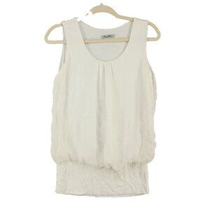 ELENA BALDI Sleeveless Top 100% Silk SMALL(4-6) Office Casual White Pullover